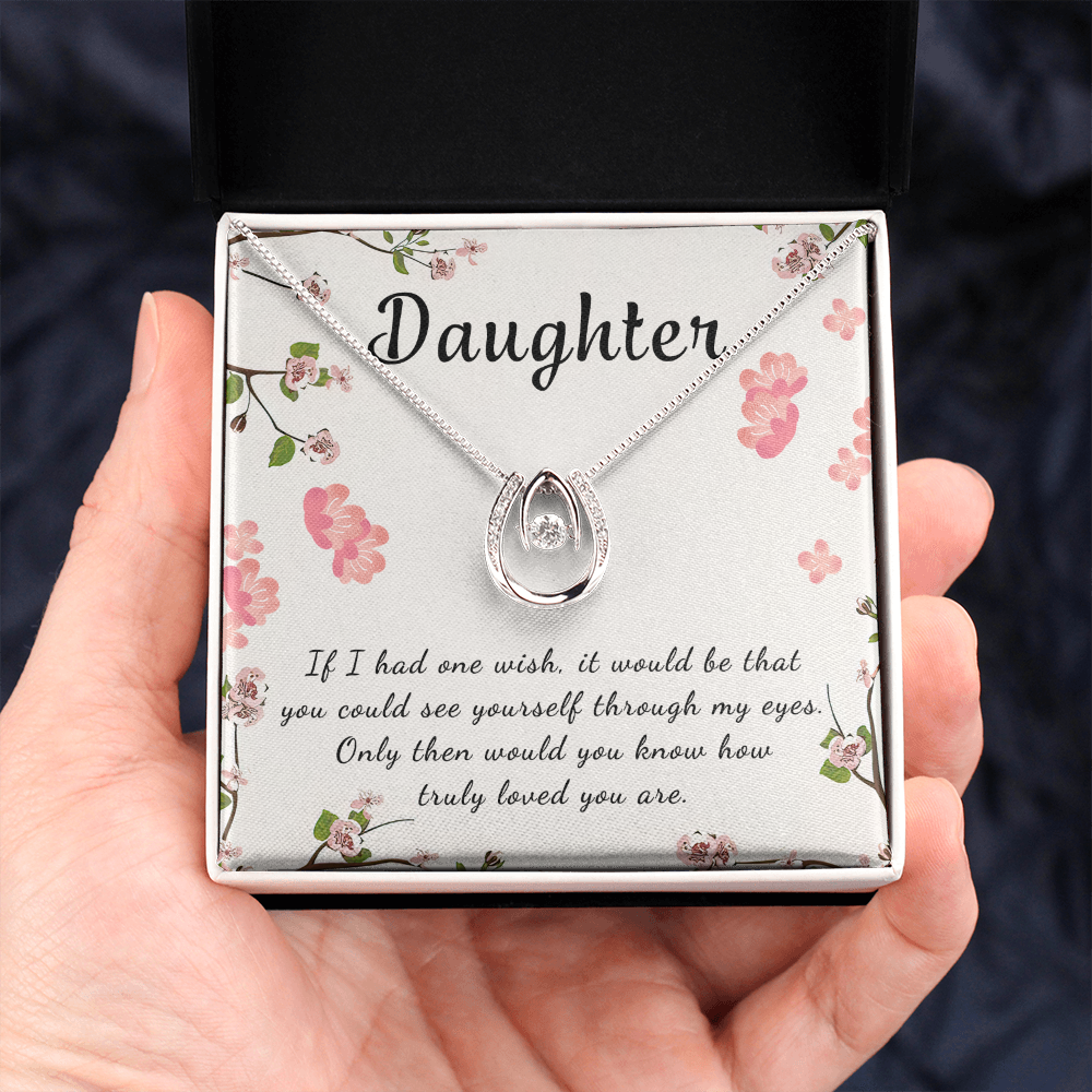 Daughter Lucky in Love Necklace Message Card