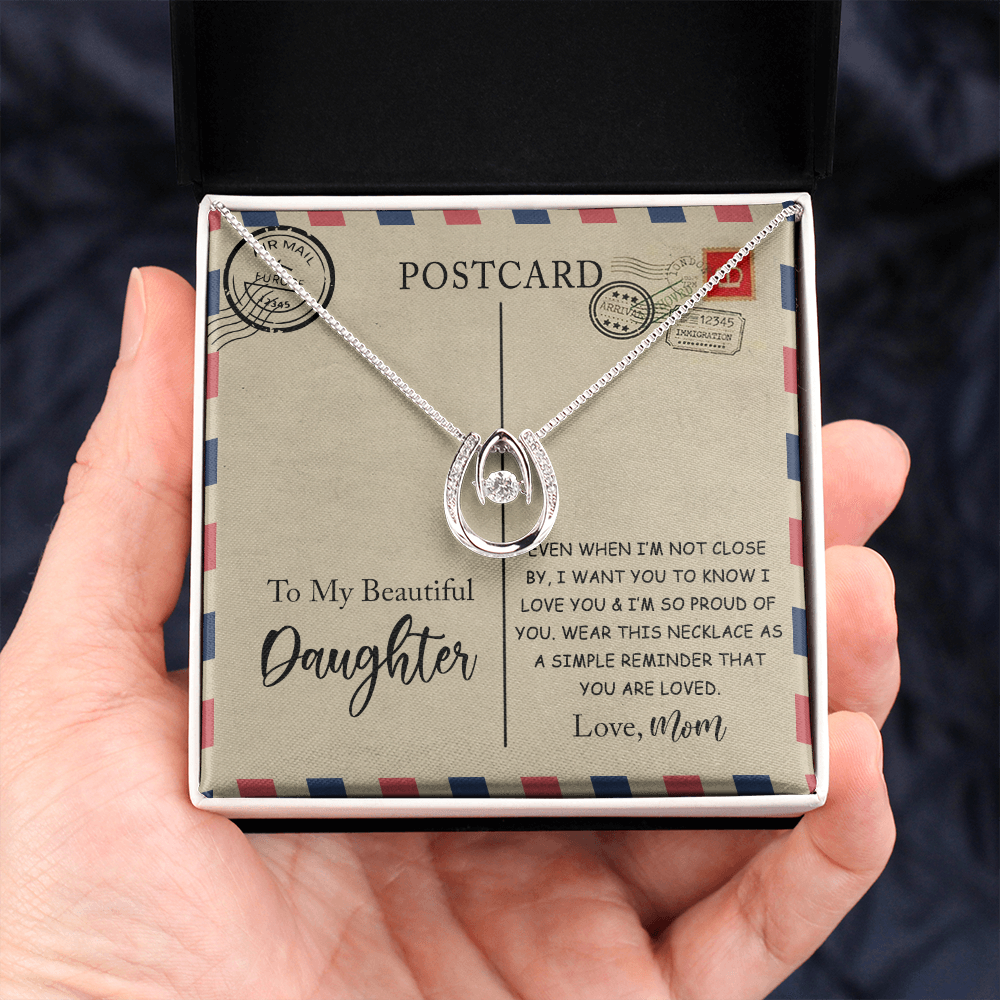 To My Beautiful Daughter Lucky in Love Necklace Message Card