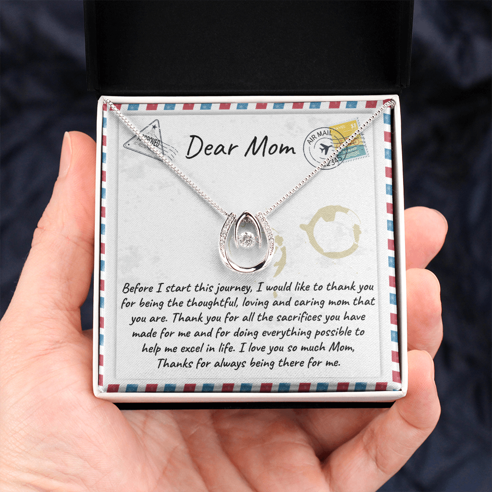 Dear Mom Lucky in Love Necklace Message Card