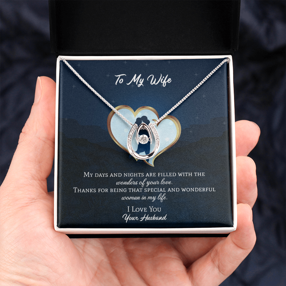 To My Wife Lucky in Love Necklace Message Card