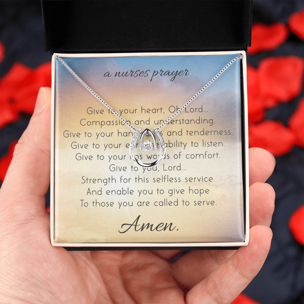 A Nurses Prayer Lucky in Love Necklace Set Message Card