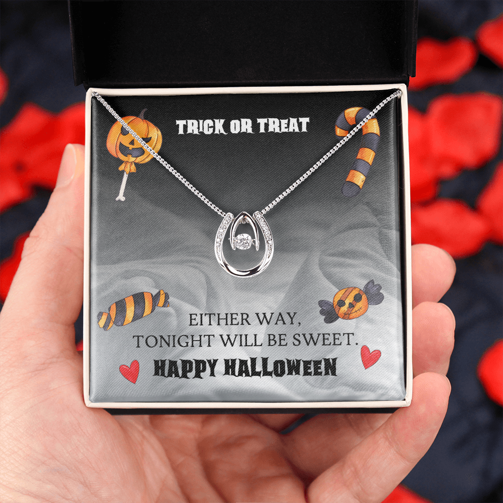 Trick Or Treat Lucky in Love Necklace Message Card