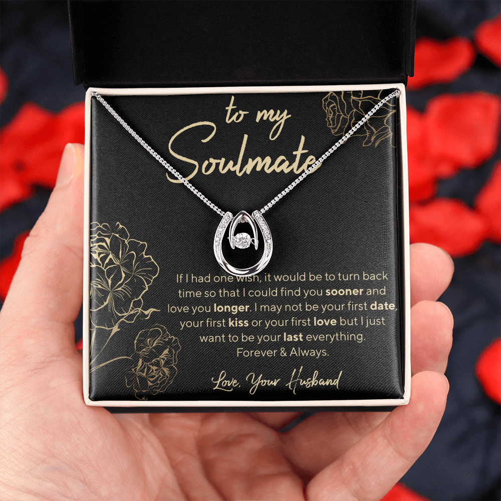 To My Soulmate Lucky in Love Necklace Message Card