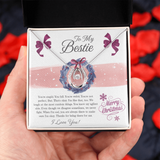To My Bestie Lucky in Love Necklace Message Card