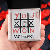 You Won My Heart Lucky in Love Necklace Message Card