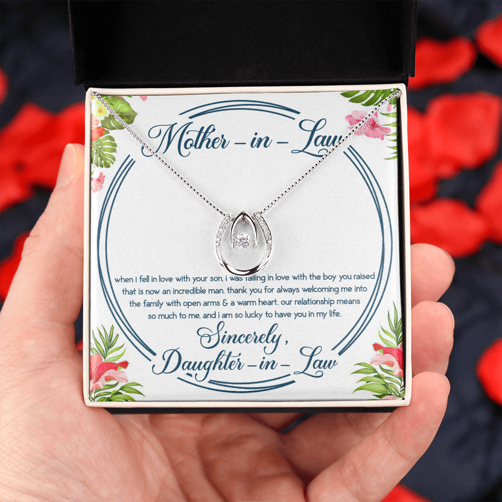 Mother-In-Law Lucky in Love Necklace Message Card