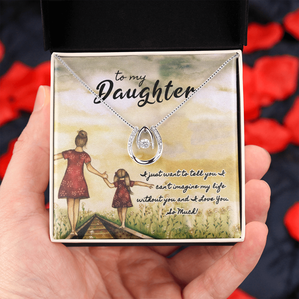 To My Daughter Lucky in Love Necklace Message Card