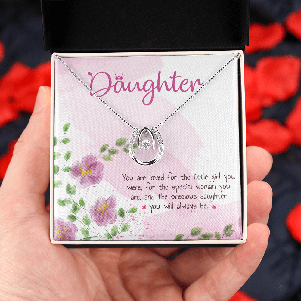 Daughter Lucky in Love Necklace Message Card