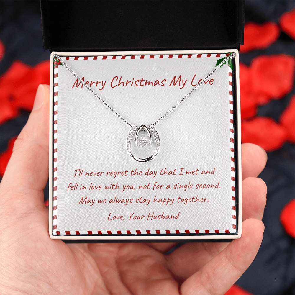 Merry Christmas Lucky in Love Necklace Message Card