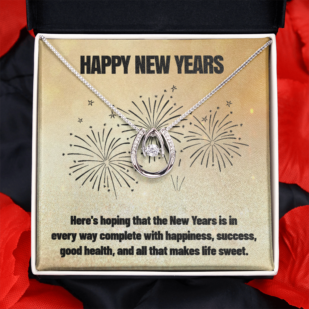 Happy New Years Lucky in Love Necklace Message Card