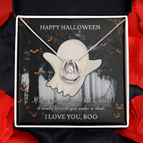 Happy Halloween Lucky in Love Necklace Message Card