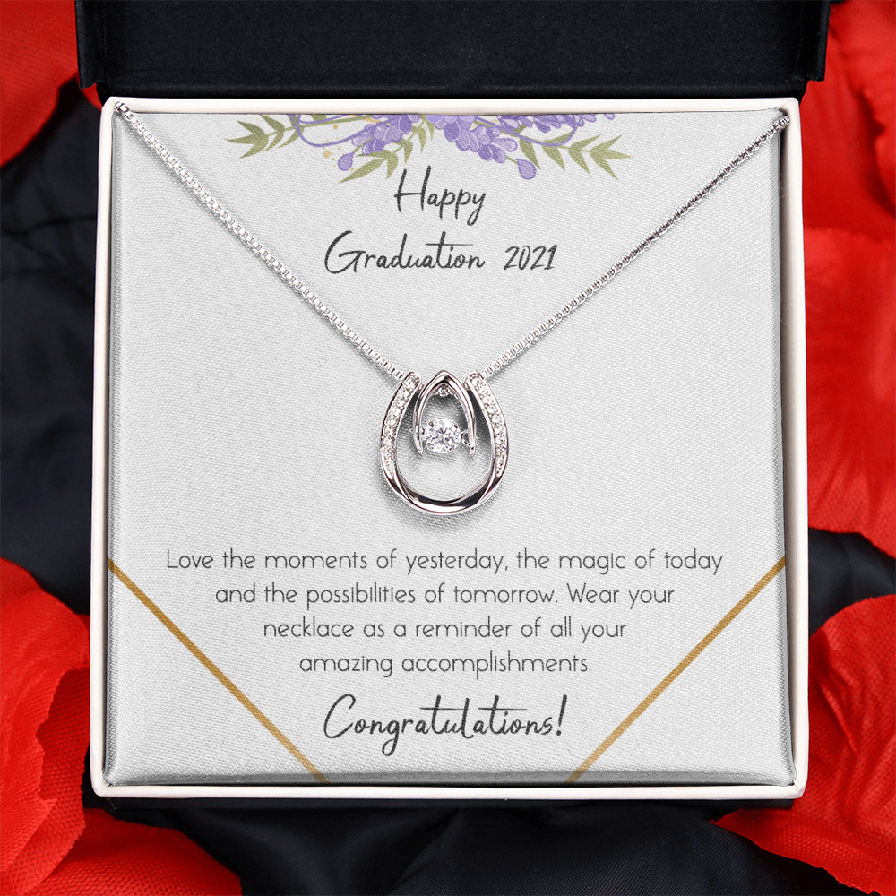 Happy Graduation Lucky in Love Necklace Message Card