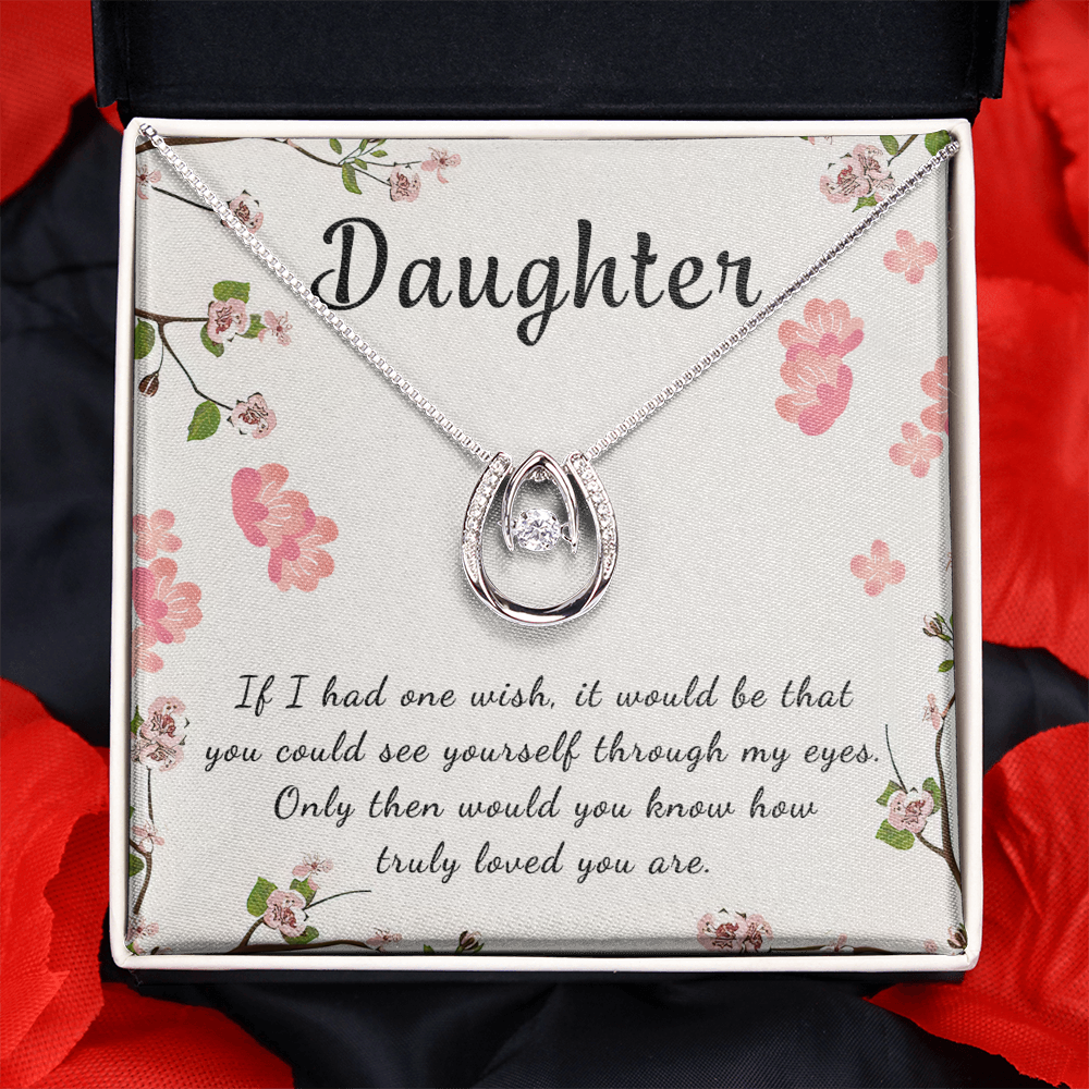 Daughter Lucky in Love Necklace Message Card