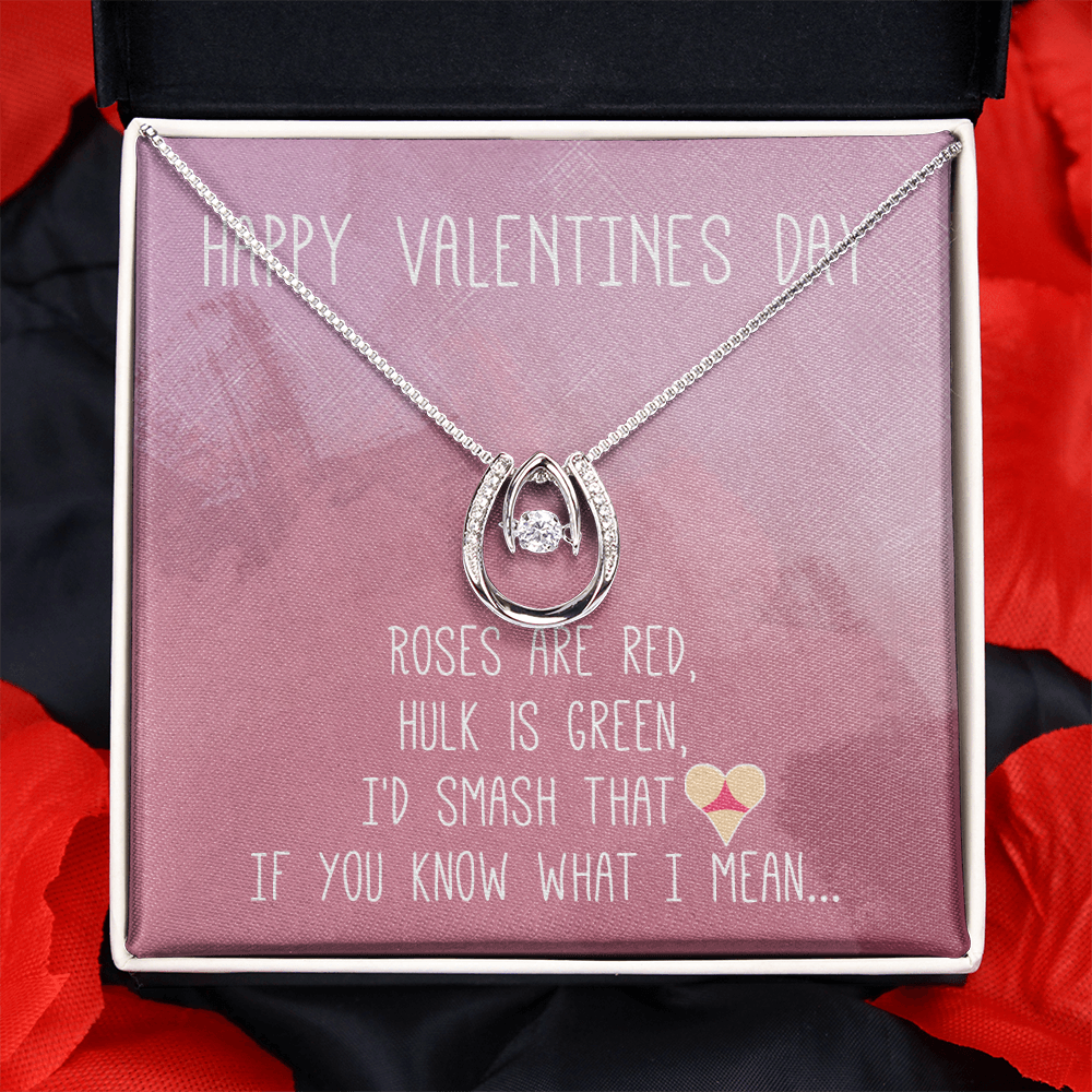 Happy Valentines Day Lucky in Love Necklace Message Card