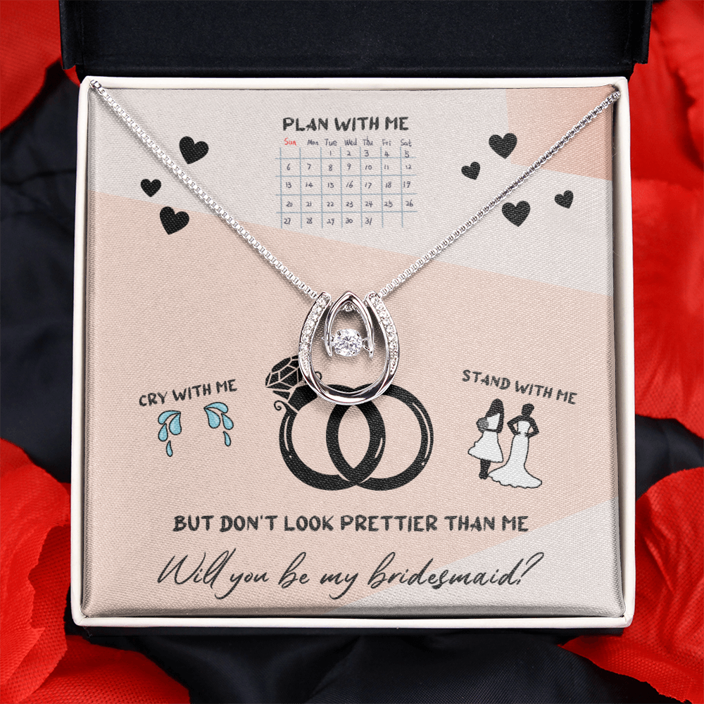 Bridesmaid Lucky in Love Necklace Set Message Card