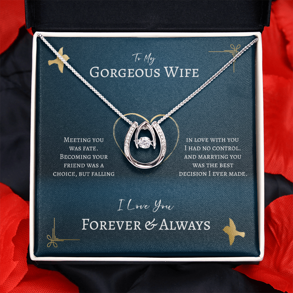 To My Gorgeous Wife Lucky in Love Necklace Message Card