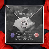 To My Valentine Lucky in Love Necklace Message Card