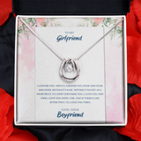 To My Girlfriend Lucky in Love Necklace Message Card