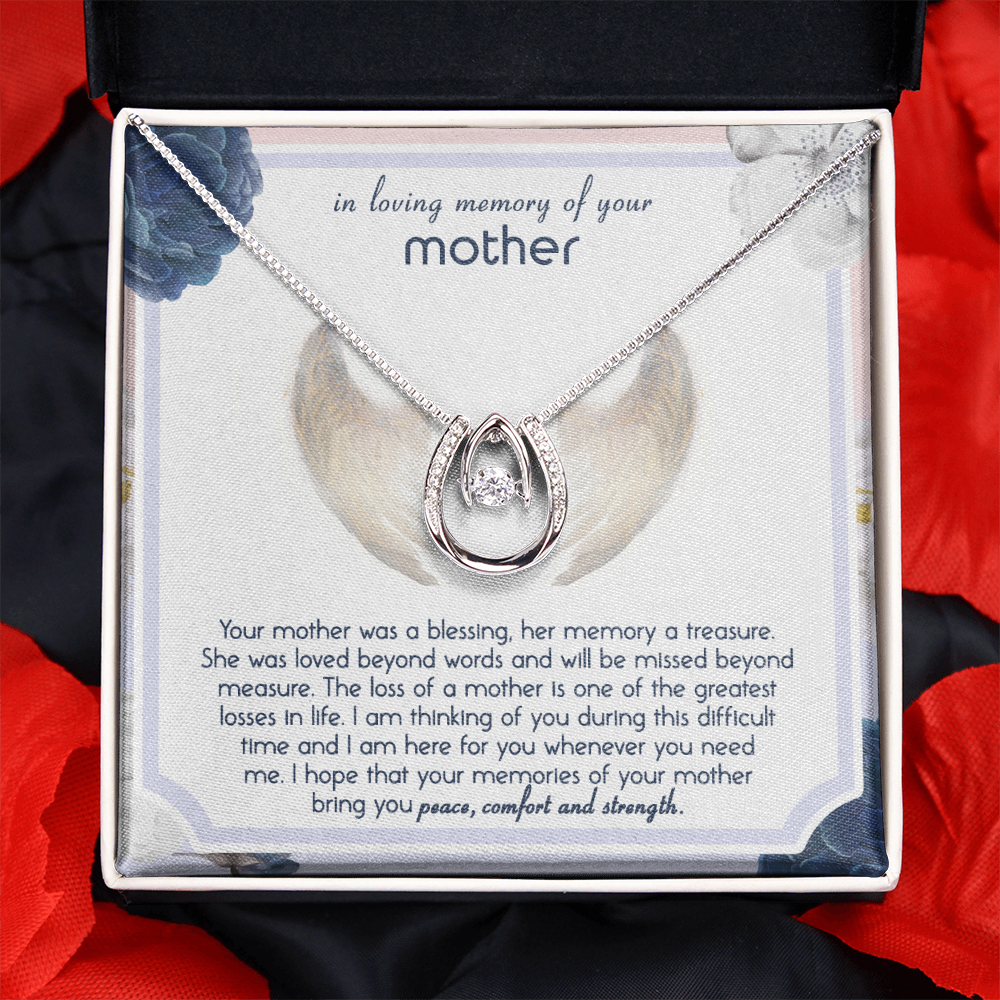 In Loving Memory Of Your Mother Lucky in Love Necklace Message Card
