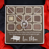Chocolates Lucky in Love Necklace Message Card