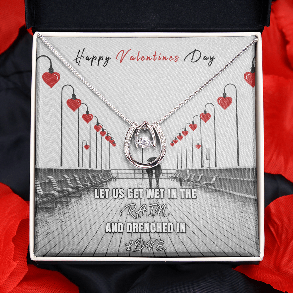 Happy Valentines Day Lucky in Love Necklace Message Card