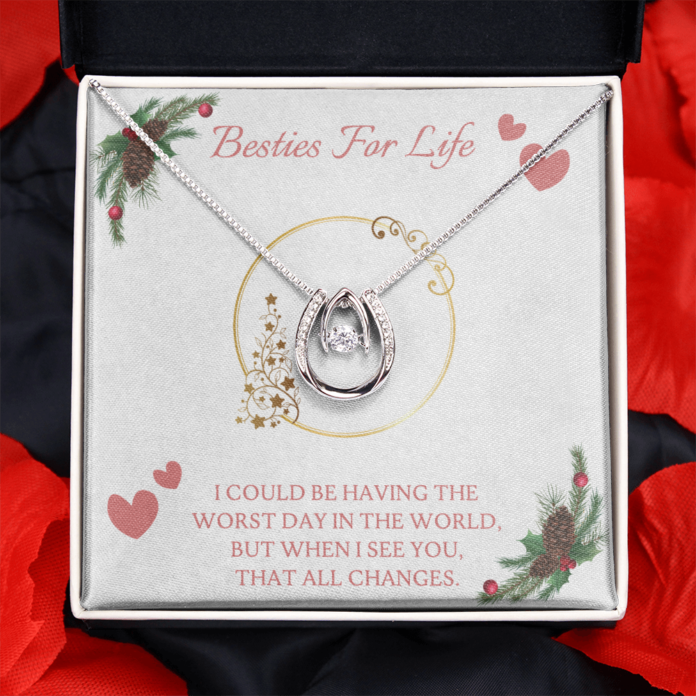 Besties Lucky in Love Necklace Message Card