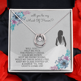 Maid of Honor Lucky in Love Necklace Message Card