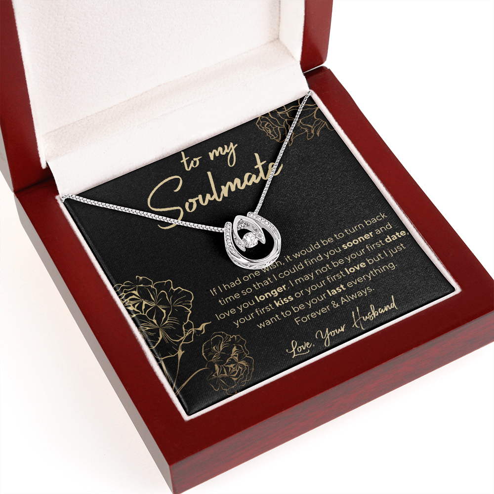 To My Soulmate Lucky in Love Necklace Message Card