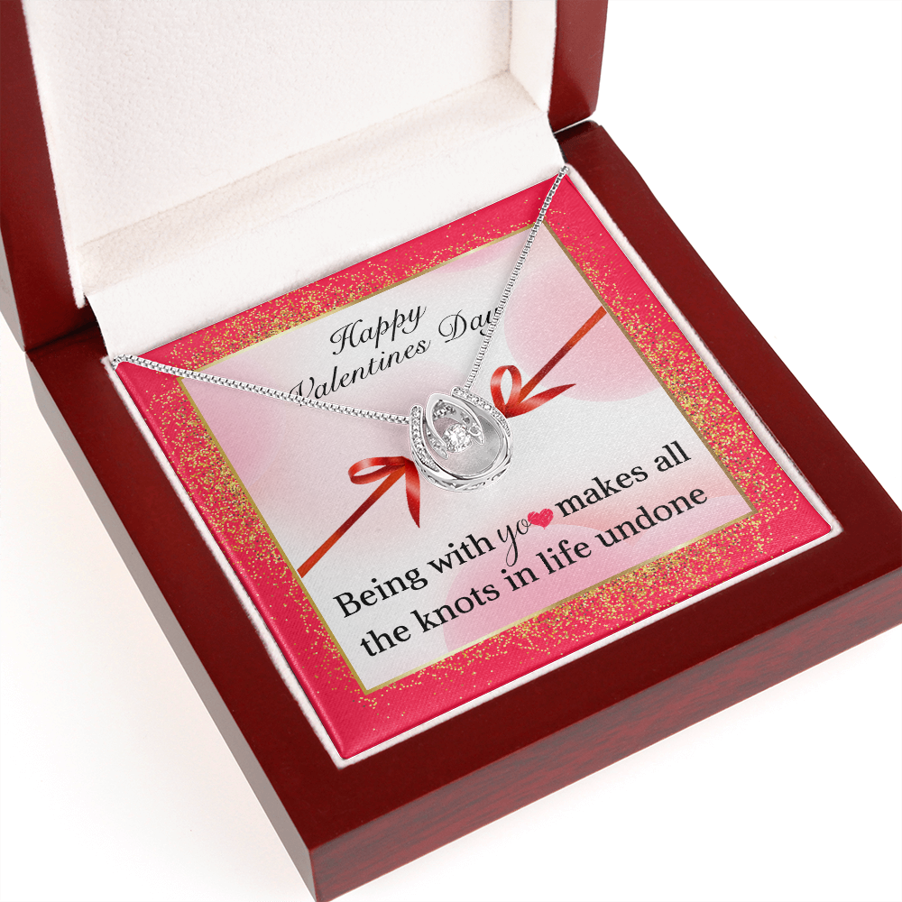 Happy Valentines Day Lucky in Love Necklace Message Card