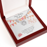 Happy Birthday Sweetheart Lucky in Love Necklace Message Card