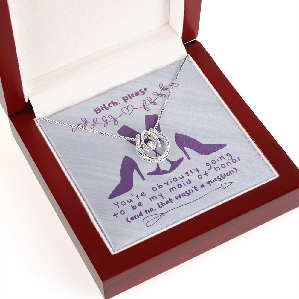 Maid of Honor Lucky in Love Necklace Message Card