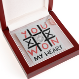 You Won My Heart Lucky in Love Necklace Message Card