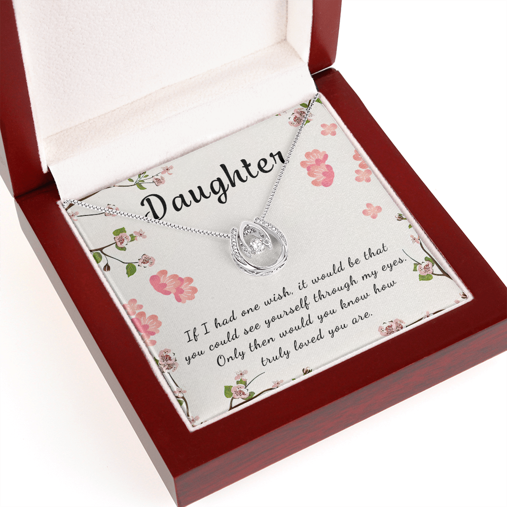 Daughter Lucky in Love Necklace Message Card