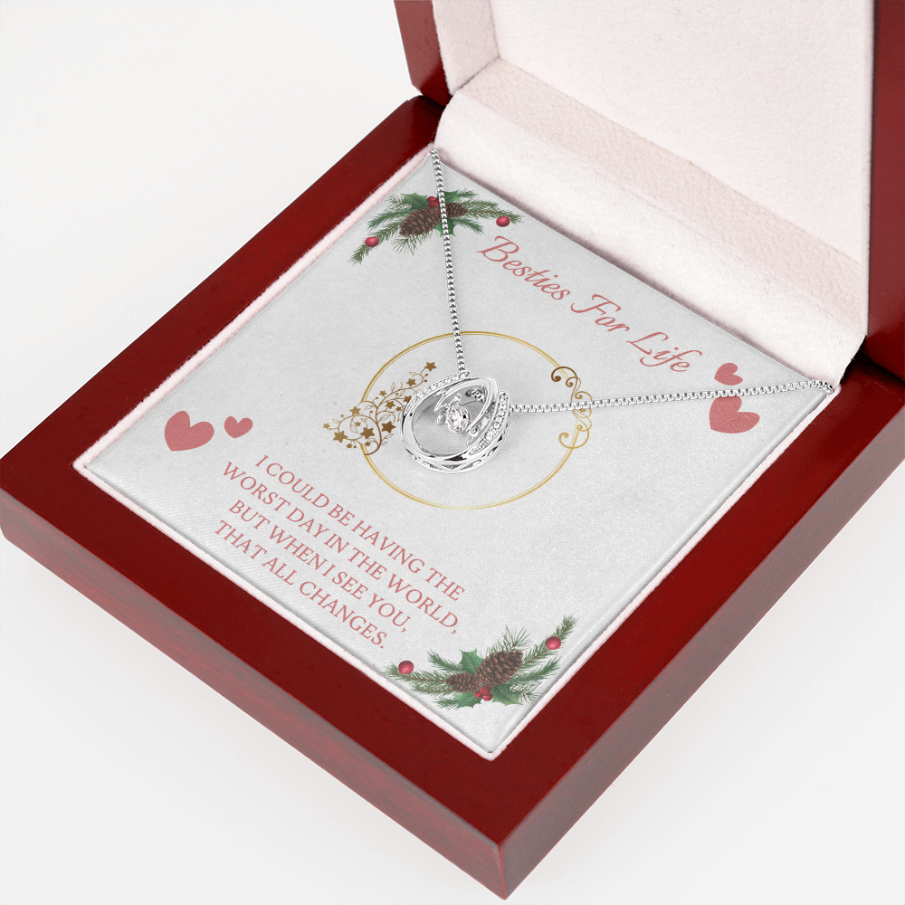 Besties Lucky in Love Necklace Message Card