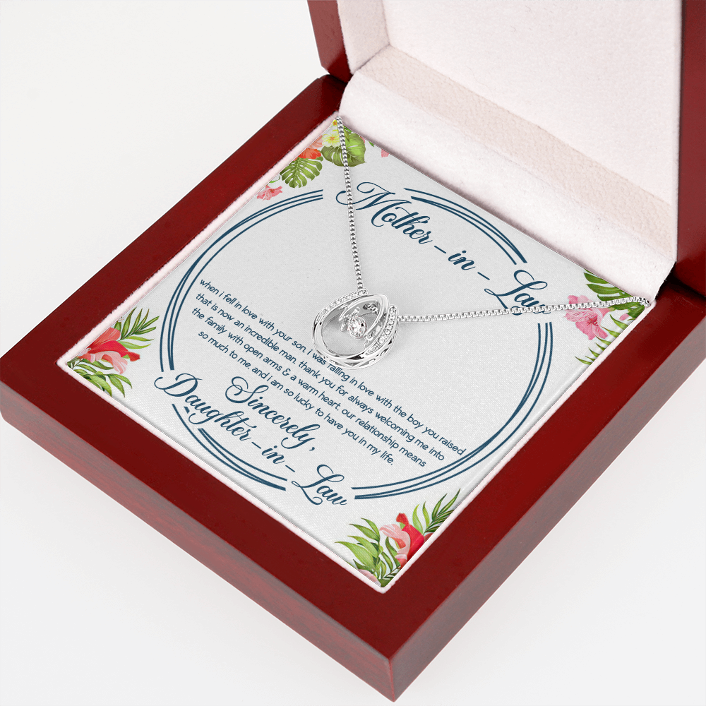 Mother-In-Law Lucky in Love Necklace Message Card