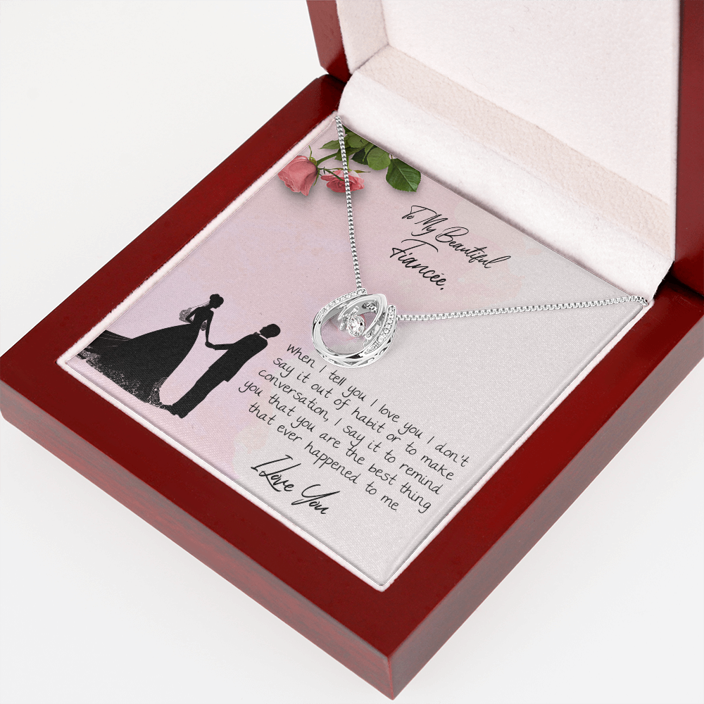 To My Beautiful Fiancé Lucky in Love Necklace Message Card