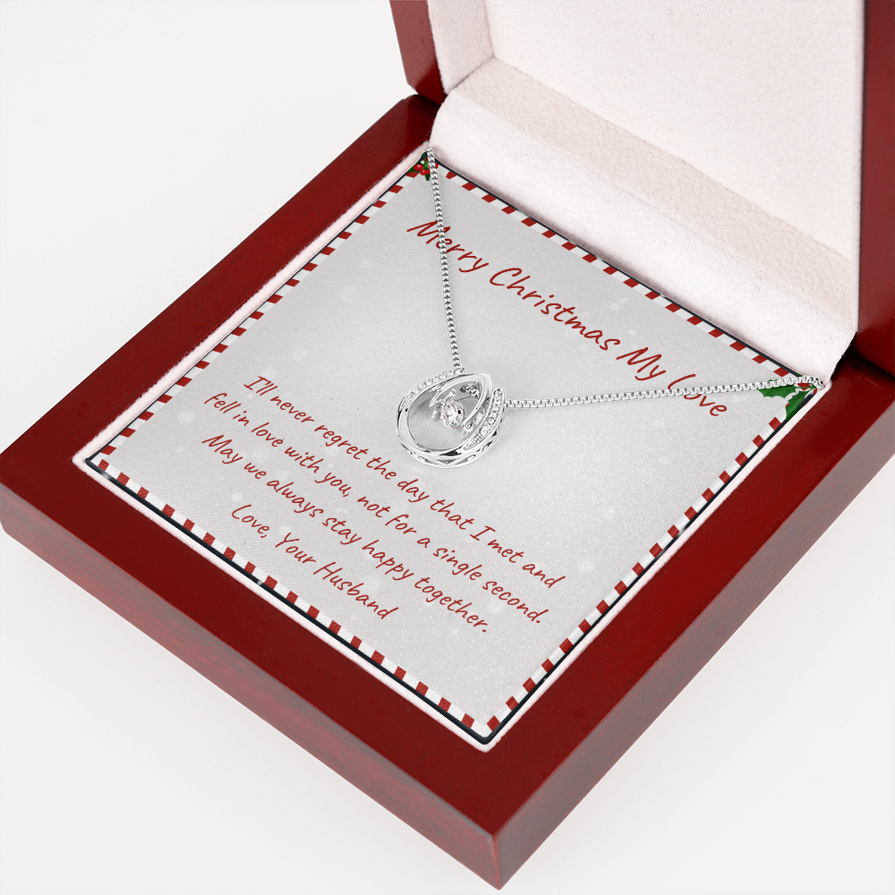 Merry Christmas Lucky in Love Necklace Message Card