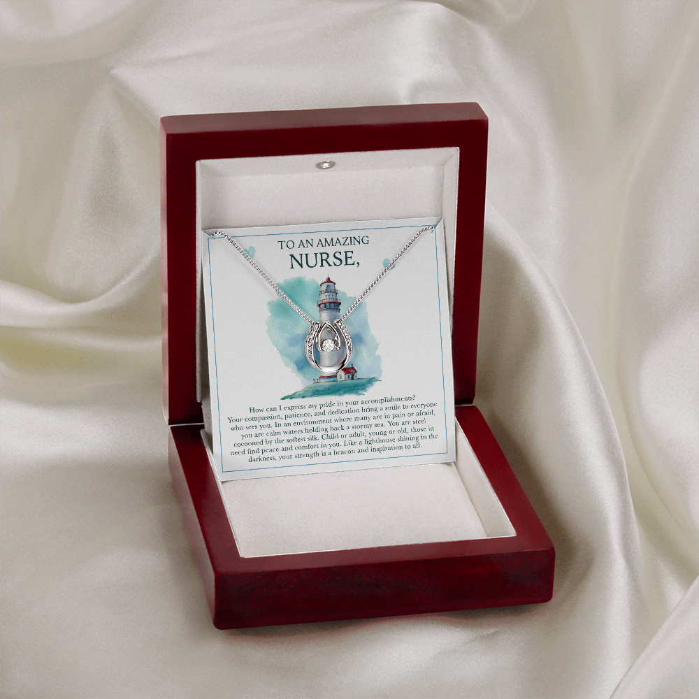 To An Amazing Nurse Lucky in Love Necklace Message Card