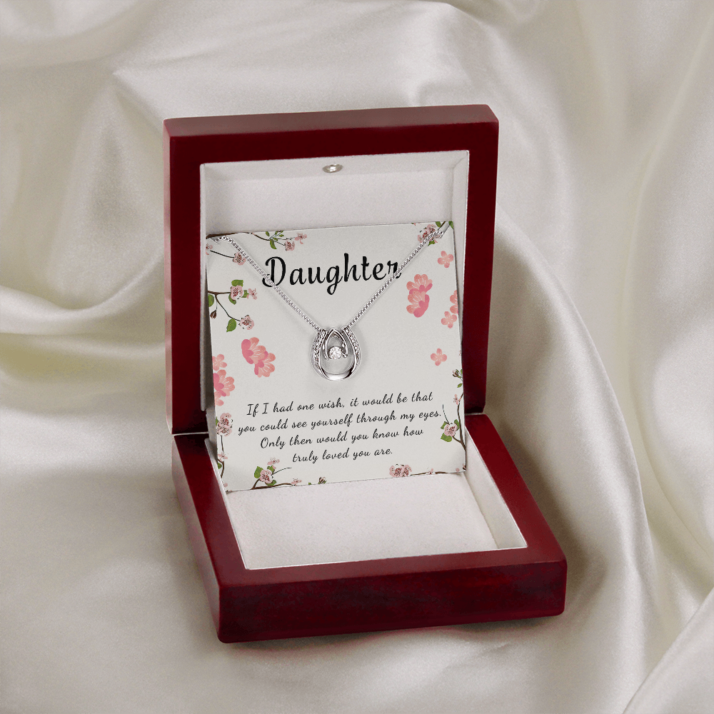 Daughter Lucky in Love Necklace Message Card