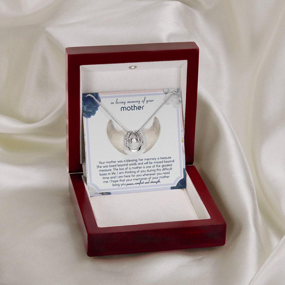 In Loving Memory Of Your Mother Lucky in Love Necklace Message Card