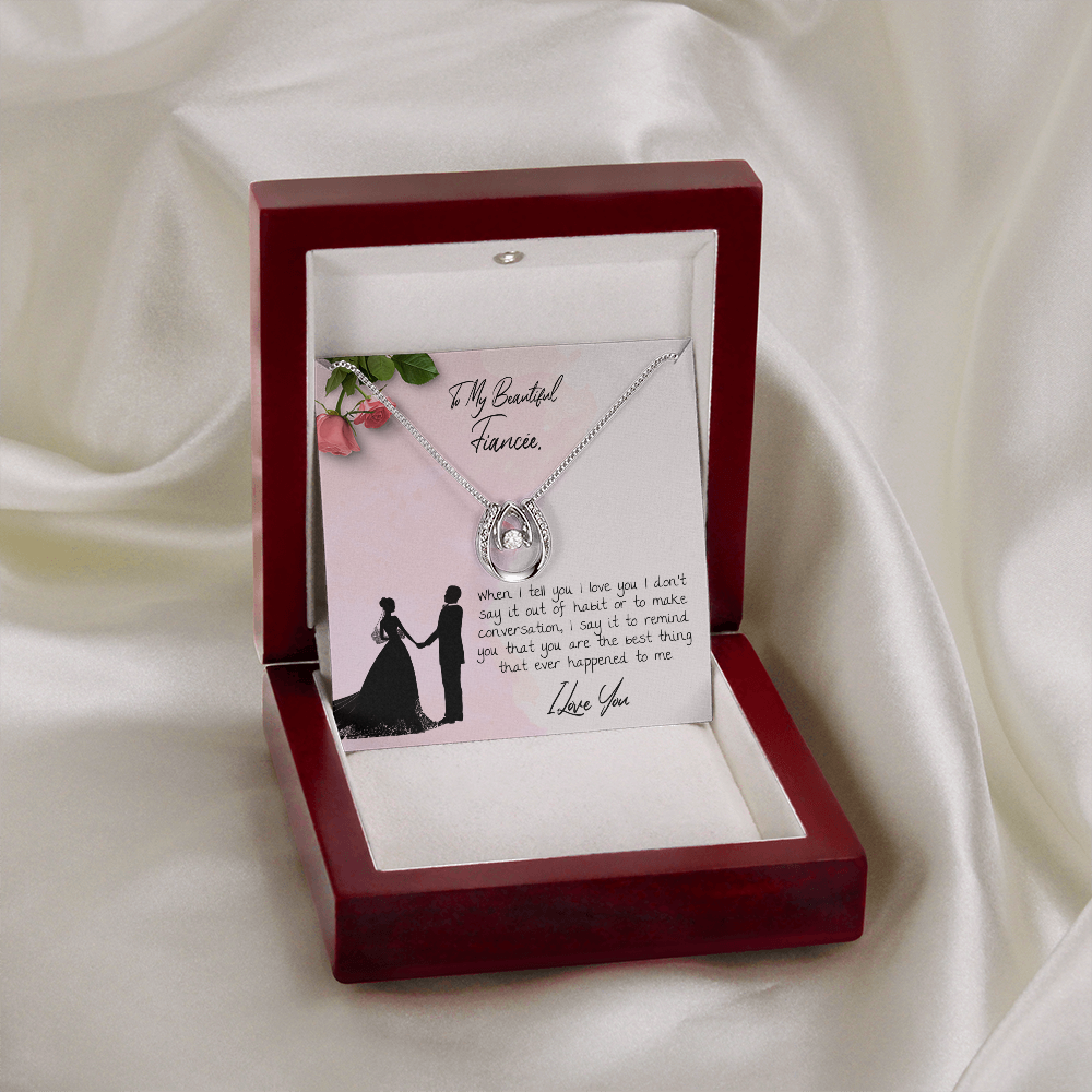 To My Beautiful Fiancé Lucky in Love Necklace Message Card