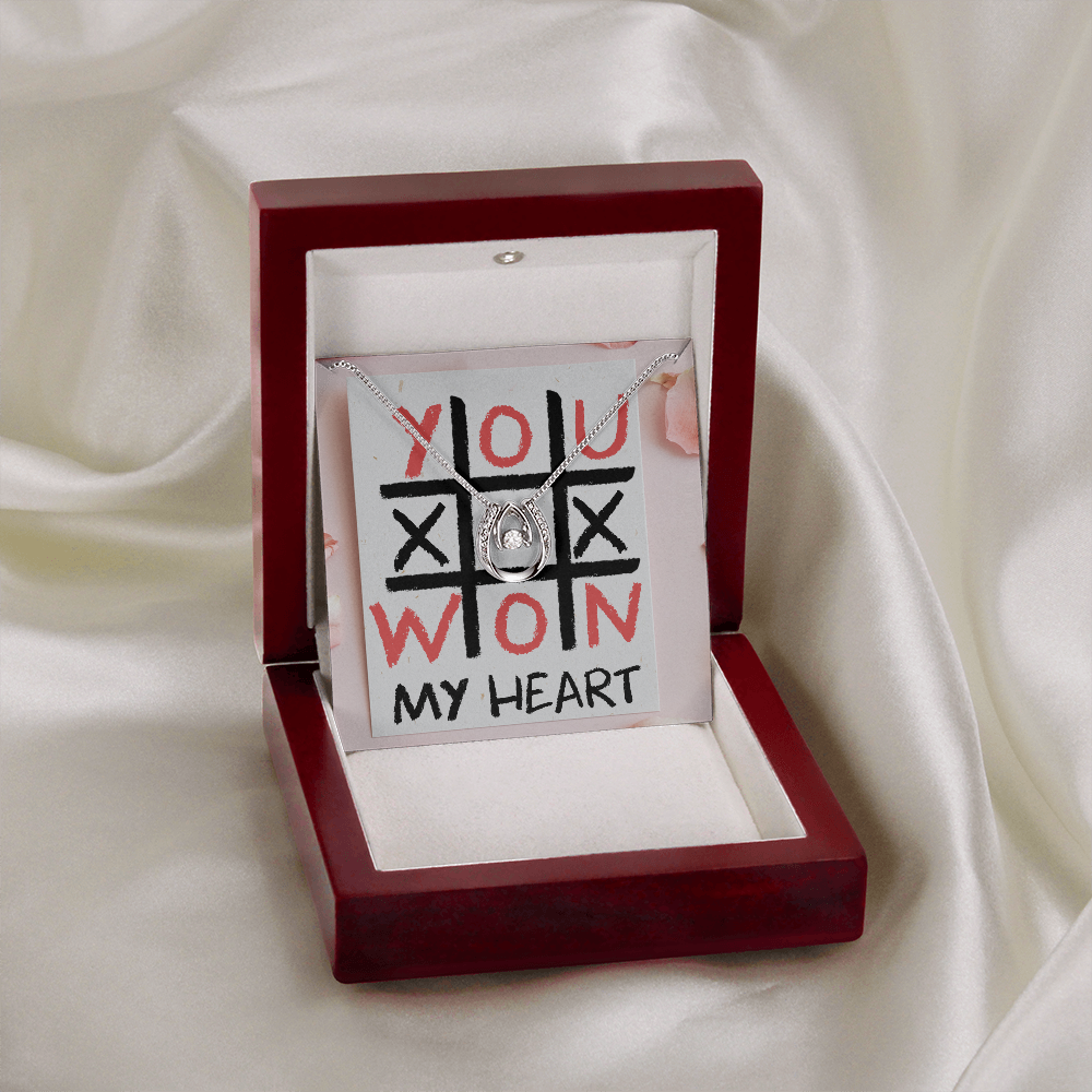 You Won My Heart Lucky in Love Necklace Message Card