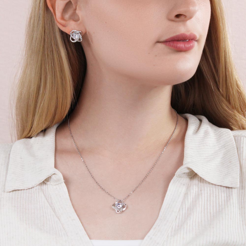 Wanderlust Love Knot Necklace & Earring Set Message Card