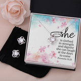 She Forever Love Knot Earring & Necklace Set Message Card