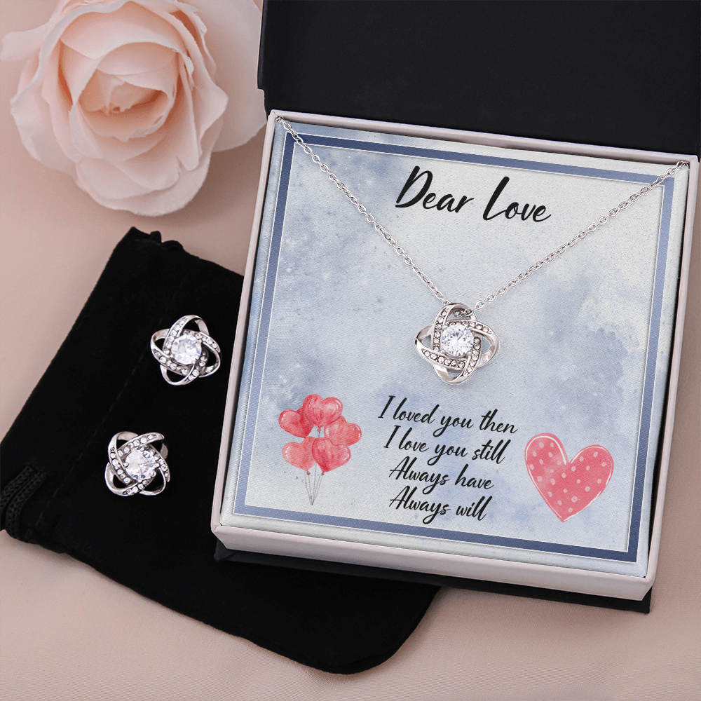 Dear Love Love Knot Necklace & Earring Set Message Card
