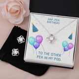 Happy Birthday Love Knot Earring & Necklace Set Message Card