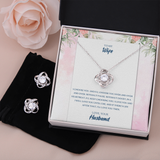 To My Wife Love Knot Necklace & Earring Set Message Card