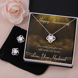 Happy Anniversary Love Knot Earring & Necklace Set Message Card