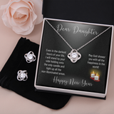 Dear Daughter Love Knot Necklace & Earring Set Message Card