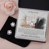 To My Fiancée Love Knot Earring & Necklace Set Message Card